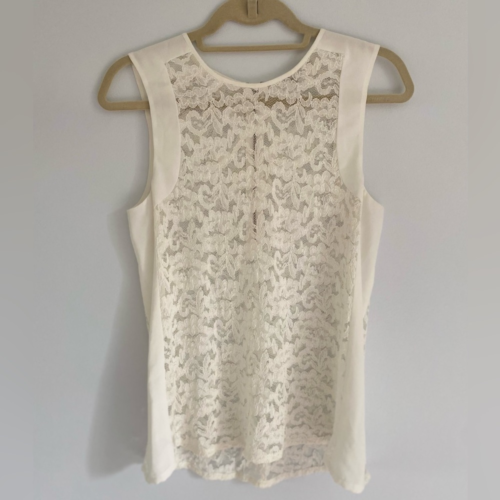 White Lace Sleeveless Blouse